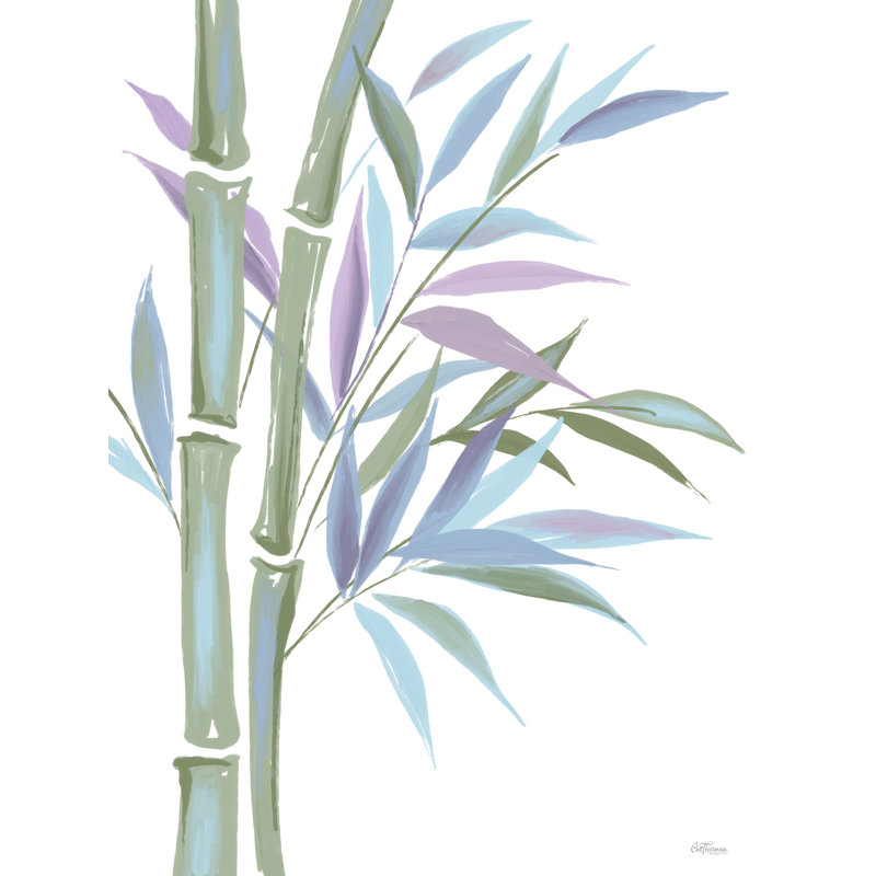 Bambou pastel par Cat Thurman Designs, Papier avec cadre simple argenté, Blanc, H 40 po x l 30 po