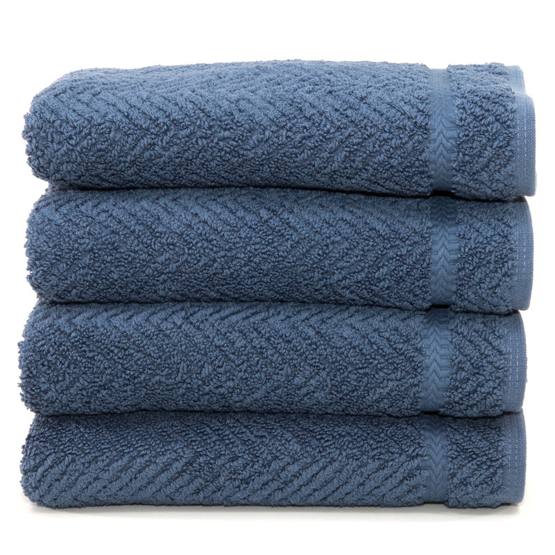 Herringbone Turkish Cotton Hand Towels, Midnight Blue