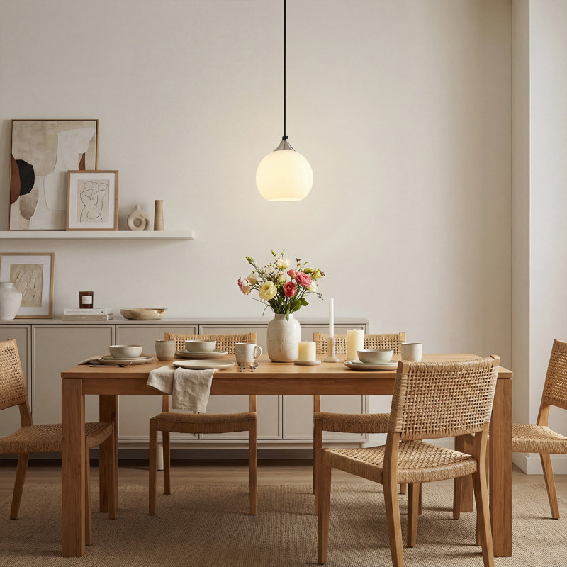 Aarunya 1 - Light Single Pendant Kitchen Island Lighting Globe Pendant Light Fixtures Modern Pendant Lighting, Milky Luster