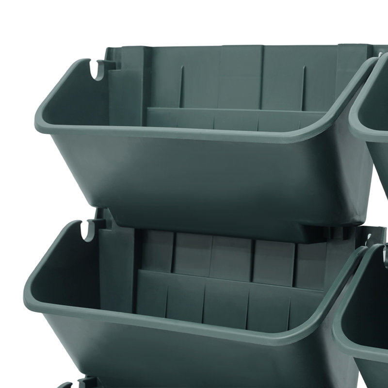 16PCS Set Wall-Mounted Planter With Drainage Basin And Drainpipe, Green