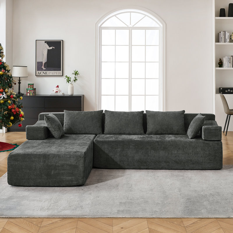 105"Cloud Modular Sectional Sofa Couch with L-Shape Chaise,Modern Minimalist Upholstered Couches for Living Room Bedroom,Deep Seat Corner Couch,No Assembly Required