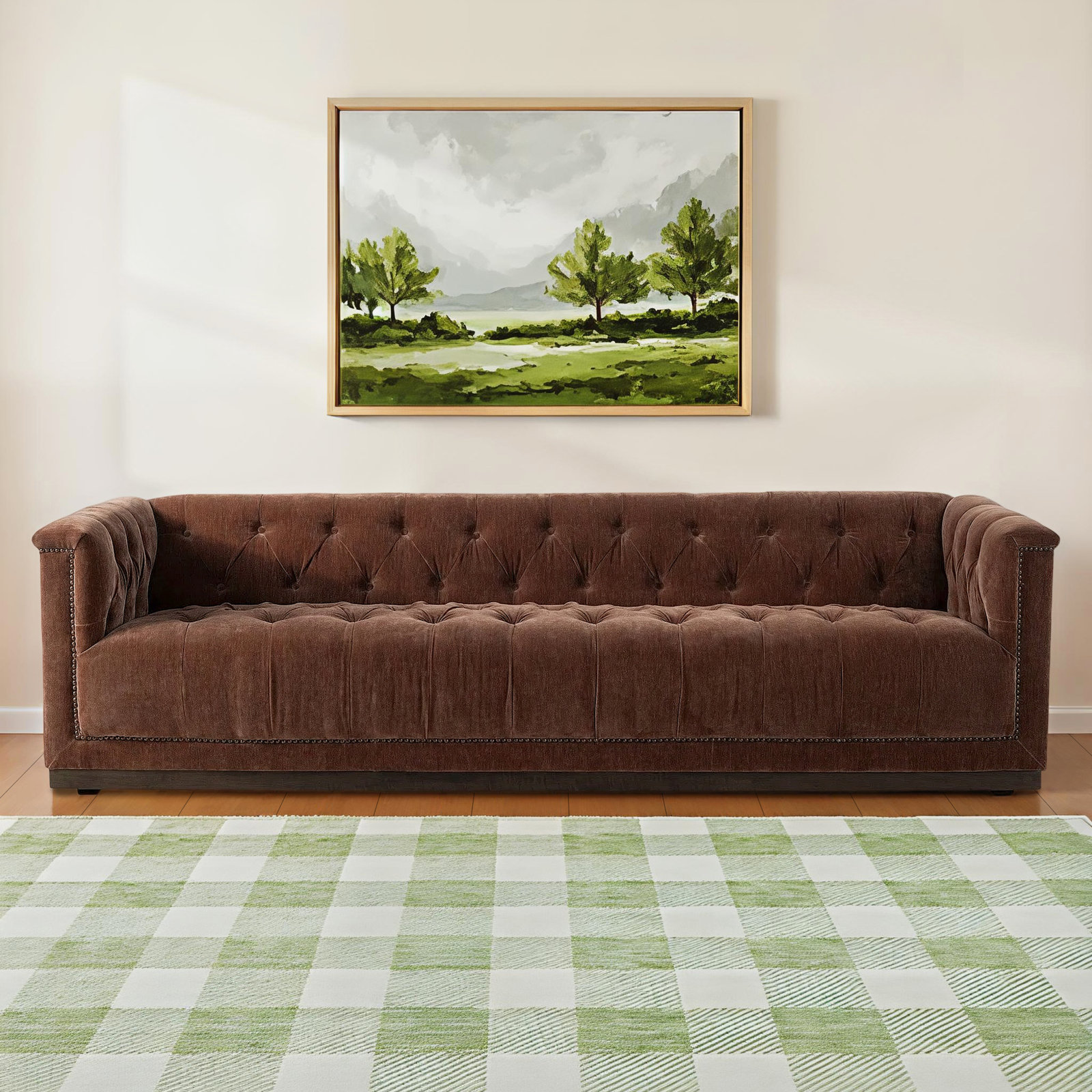 Chirlin 95'' Upholstered Chesterfield Sofa, Amici Tobacco