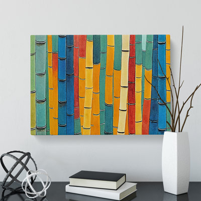 Abstract Watercolour Bamboo - Wrapped Canvas