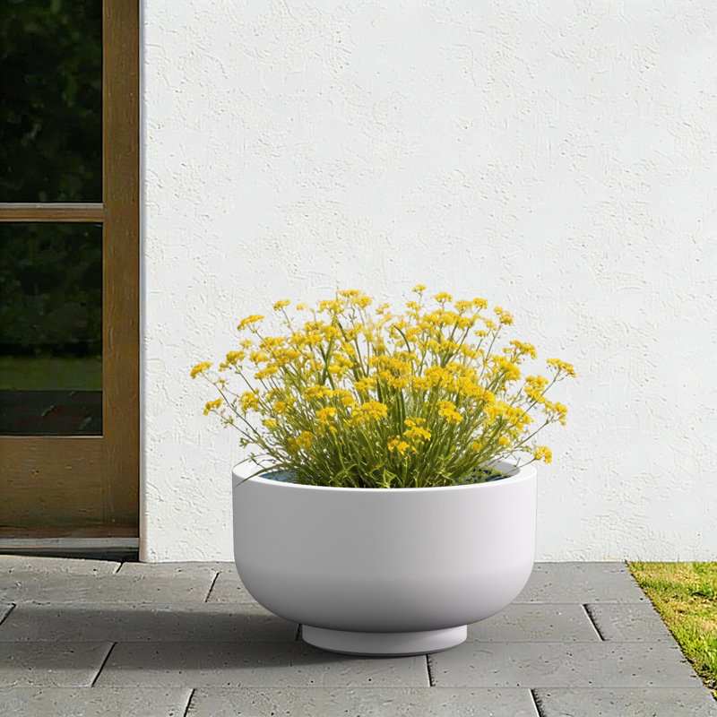 Bol à fleurs en pot 14 po blanc moyen perlé (intérieur amélioré) avec trous de drainage, H 7,87 po x l 13,78 po x P 16,73 po
