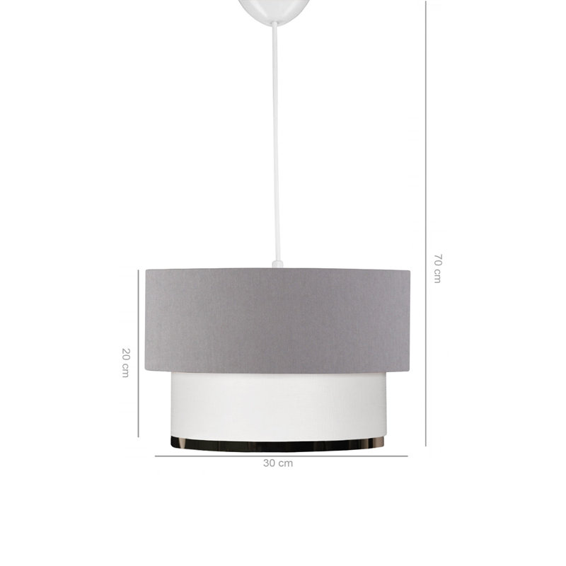 Luminaire suspendu cylindrique à 1 lumière J Adviga, Gris / blanc, Blanc