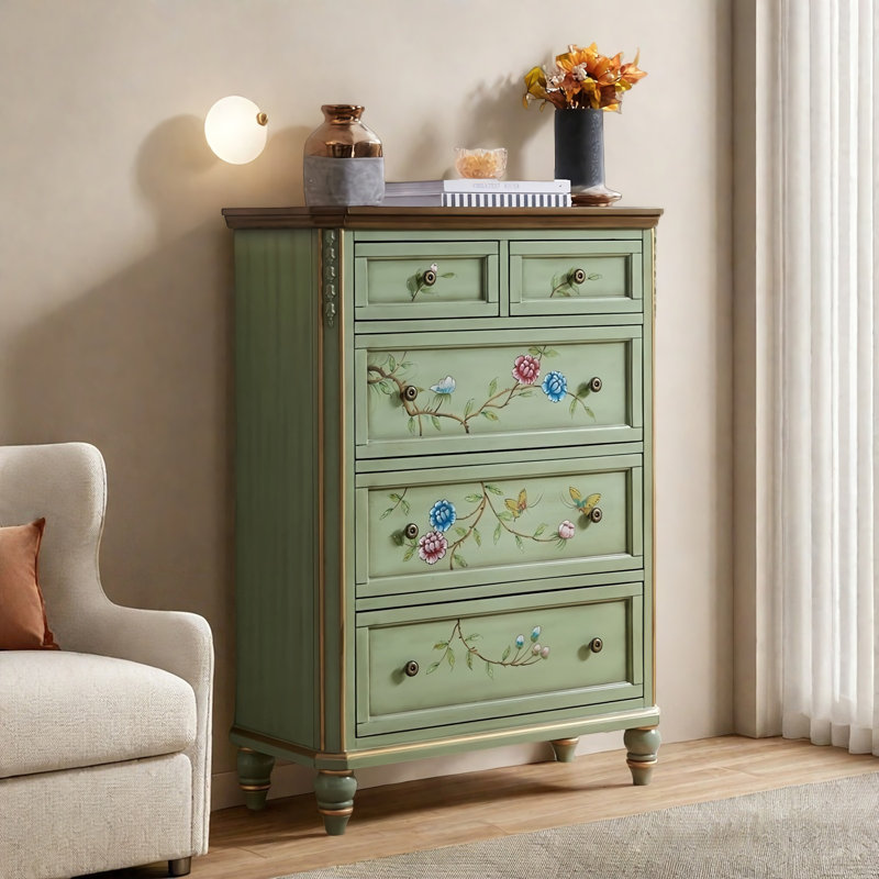 Commode d'appoint simple en bois massif peinte à la main