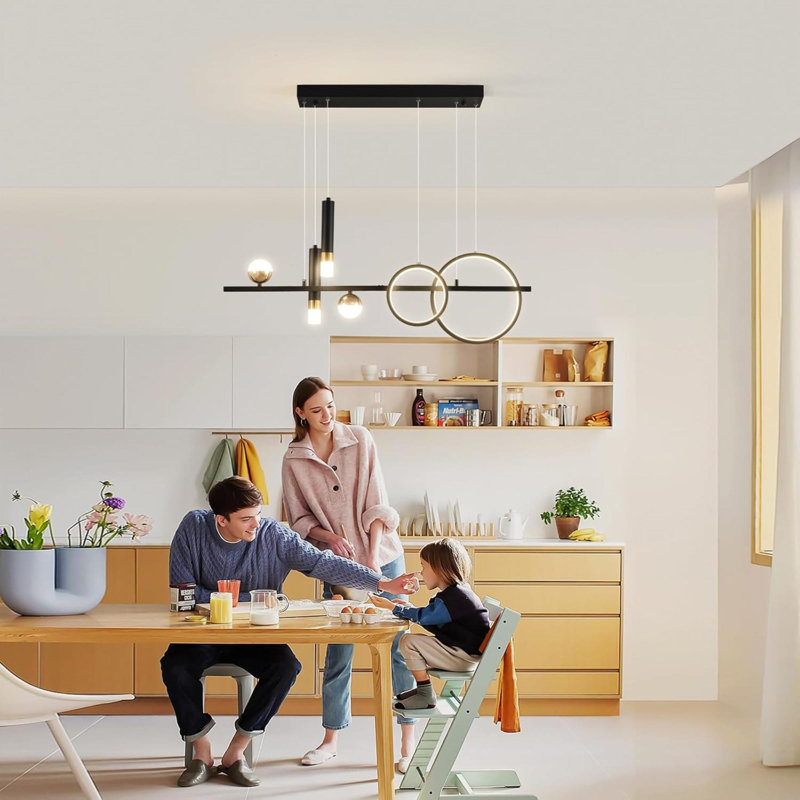 Lustres modernes pour salle à manger Luminaire suspendu linéaire à DEL avec télécommande Luminaires suspendus pour îlot de cuisine