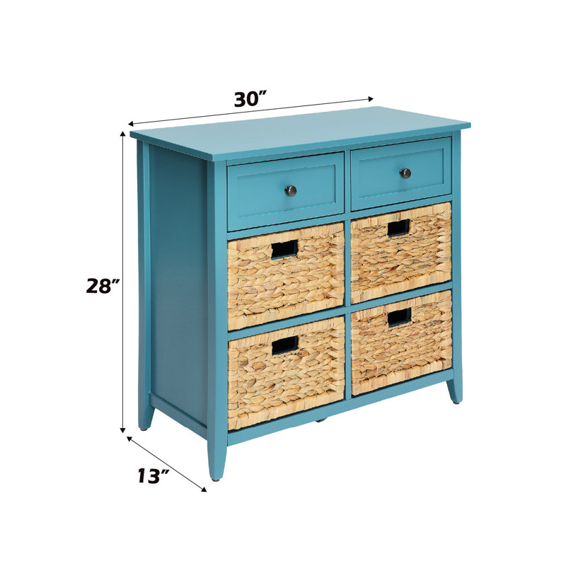 Teal Console With Drawers - Rustic And Functional Ample Enhance Your Home Decor, Teal