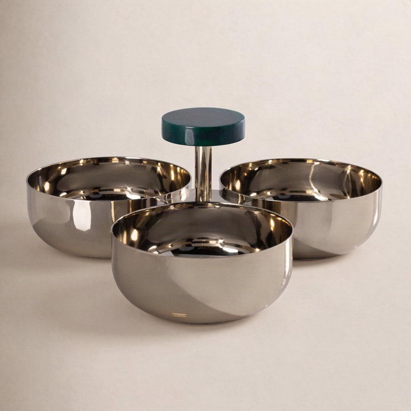 Gomez Stainless Steel Condiment Set, Gold w/ Green Accent