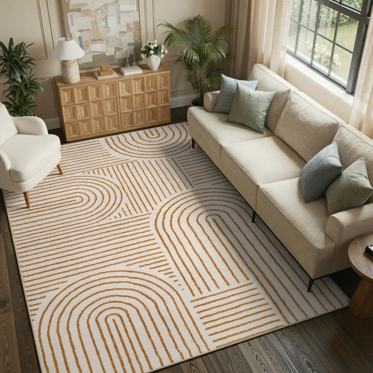 Celeta Abstract Rainbow Striped Area Rug - Colorful Modern Carpet for Living Room, Bedroom, or Office Decor