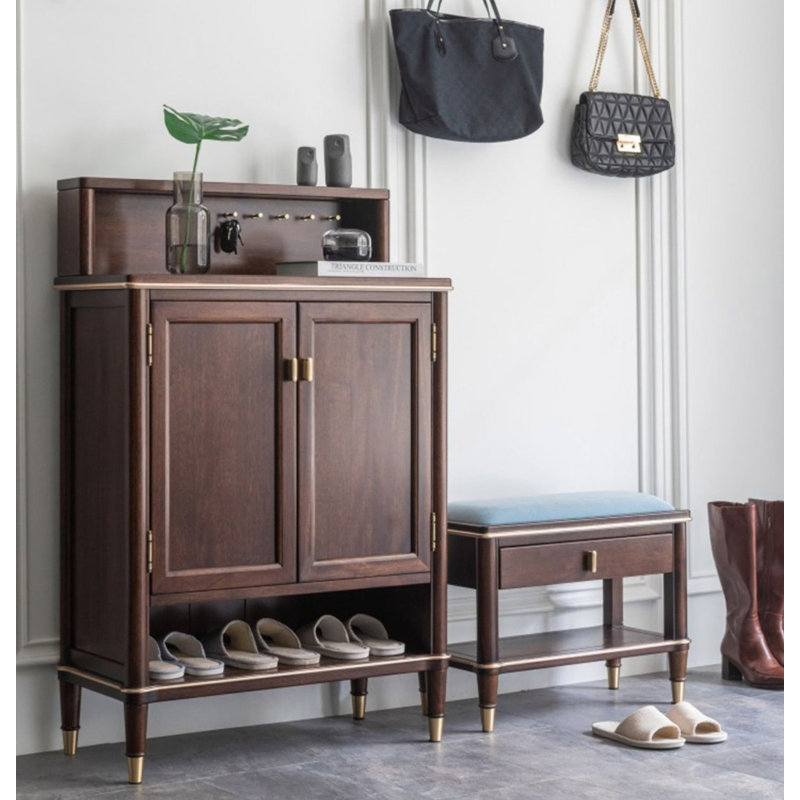 15 Pair Solid Wood Shoe Storage Cabinet