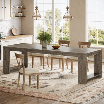 Table de salle à manger 86,6 pouces pour 8 à 10 personnes, grande table de cuisine en bois, très longue table rectangulaire