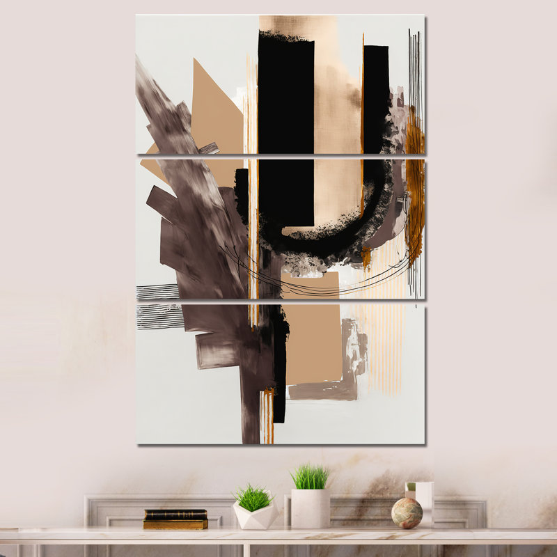 «Warm Watercolor Abstract I» sur toile, reproduction de 3 pièces, H 48 po x l 32 po x P 1 po