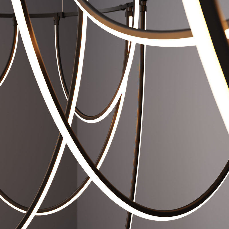 Anneau décalé à 2 barres Suspender® - 48 po - Luminaires courbés, Noir satiné