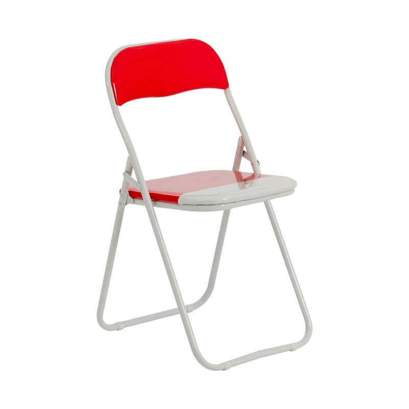 Metal Frame Foldable Desk Chair, Red