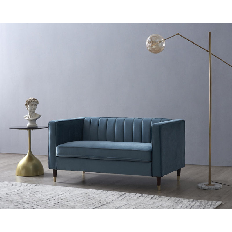 Dougherty 2 Seater Velvet Sofa, Blue