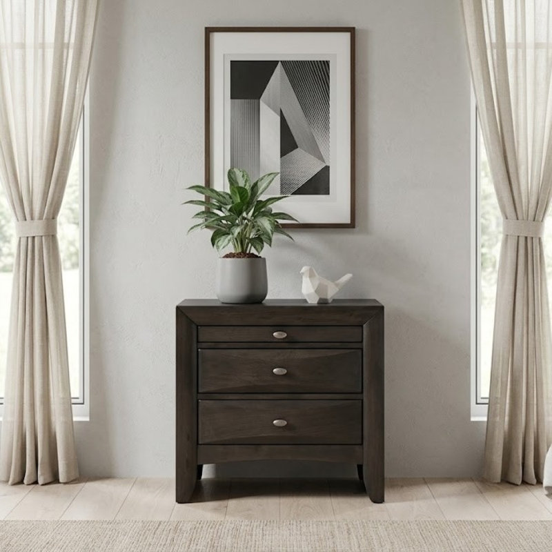 3 tiroirs 25,5 po Mackenzie Gray W Table de chevet, Grey