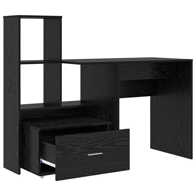 Desk 131.5 X 50 X 106.5 Cm Engineered Wood, Black Oak