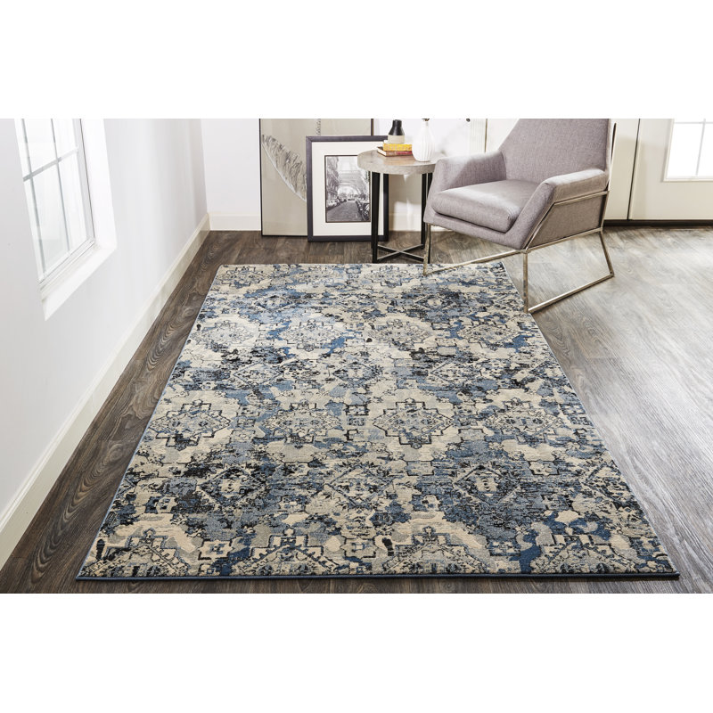 Tapis bleu Lorentz Glacier, Rectangle 6 pi 7 po x 9 pi 6 po