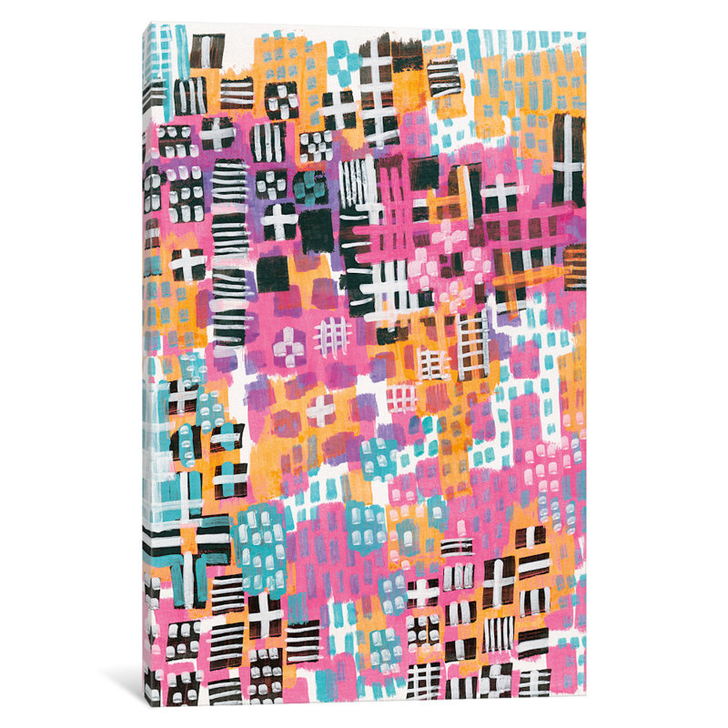 Reproduction d'art sur toile tendue City Lights, H 24 po x l 16 po x P 1 po, Papier d'art encadré noir, Blanc
