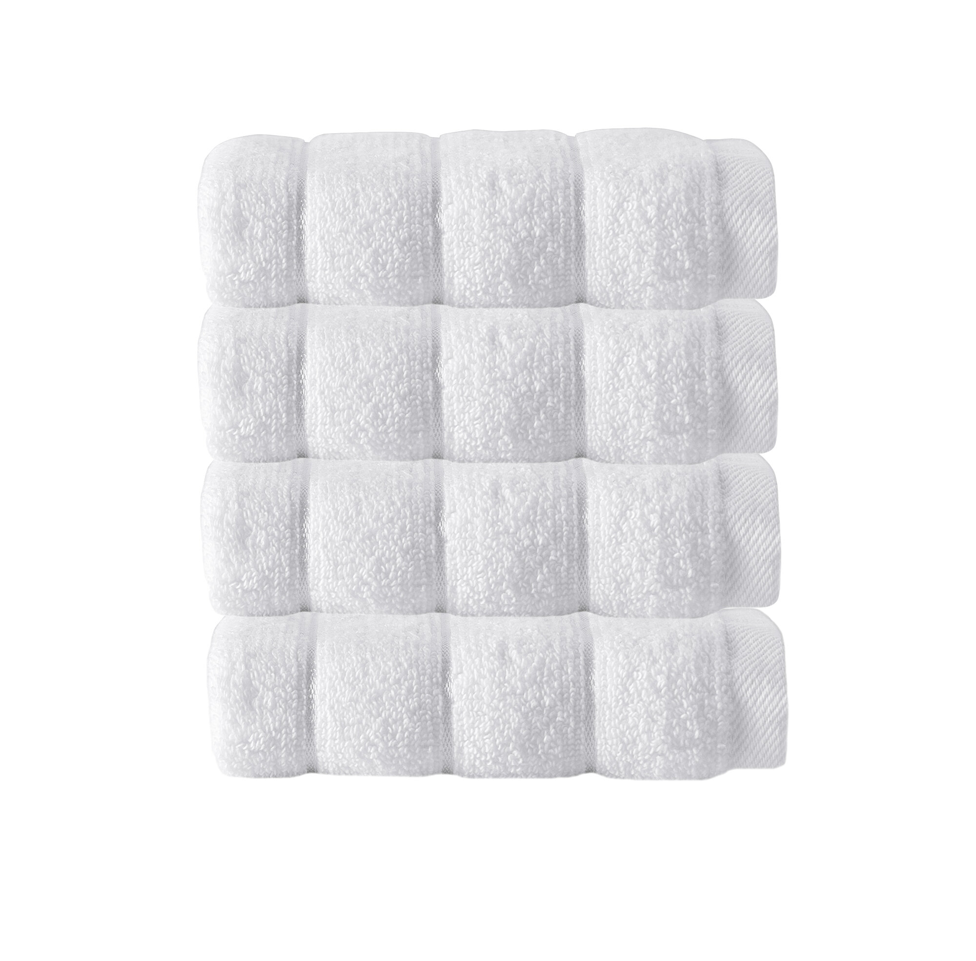 Ribbed White Bath Towels - 100% Cotton Towel Sets for Bathroom, Zero Twist,  Soft