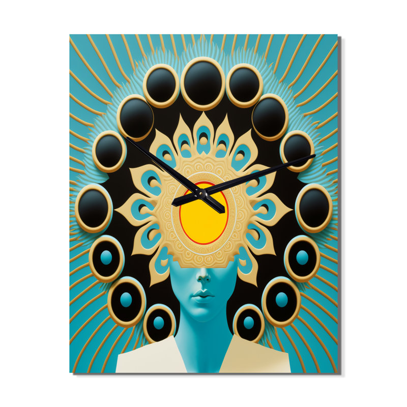 Déesse oracle efflorescence VI - Horloge murale abstraite moderne, H 32 po x l 16 po x P 1 po