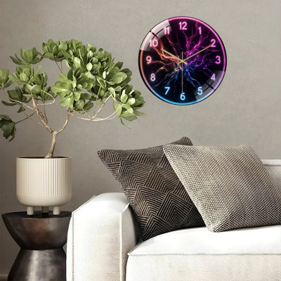 Neon Clock Wall Art Flame Abstract Decor Art - 12'' Modern Glass Wall Clock