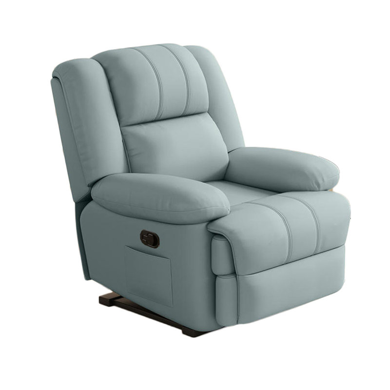 Minisha Faux Leather Swivel Recliner, Cyan Faux Leather