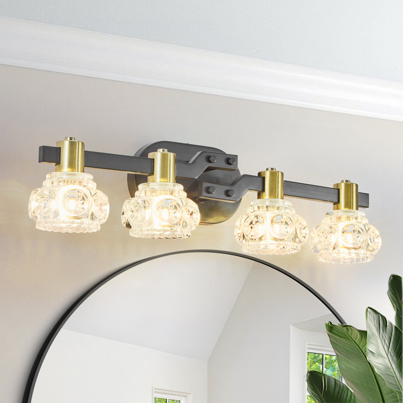 4-lamp matte black adjustable crystal Vanity Light