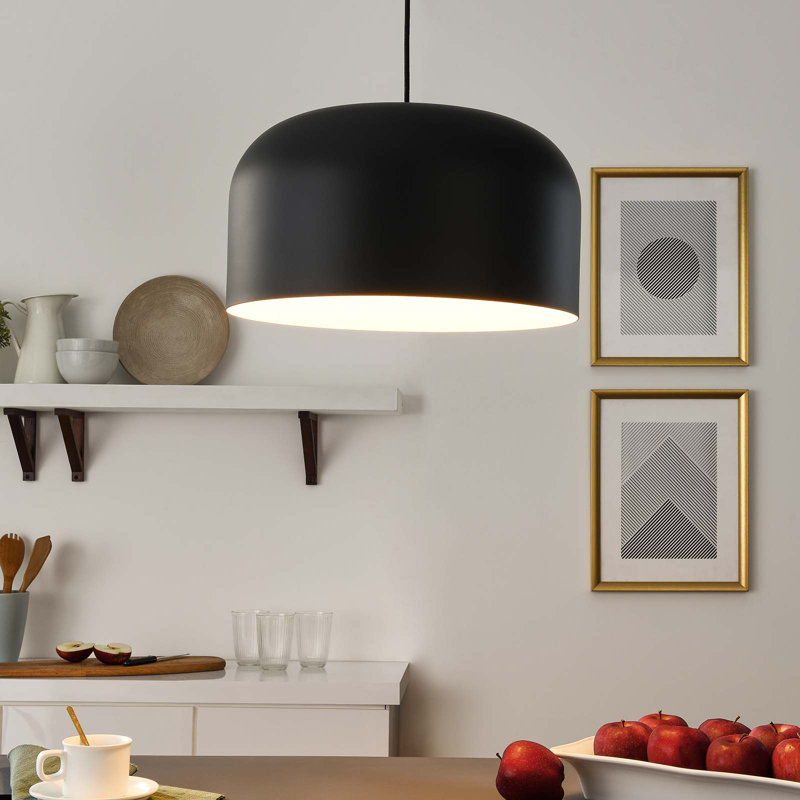 Contemporary Black Bowl LED Pendant Light for Indoor/Outdoor