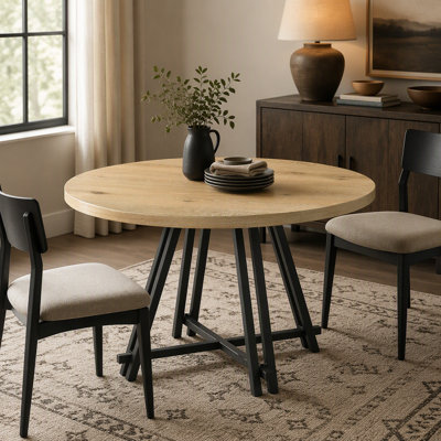 Table de salle à manger ronde avec base en métal