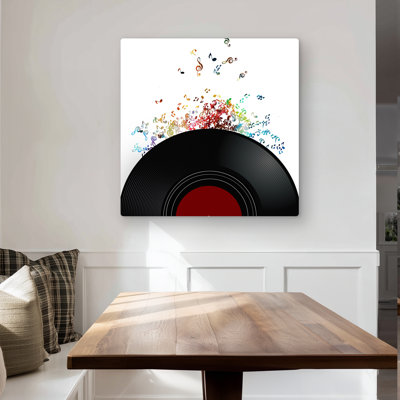 Notes Escaping from a Vinyl Record - Metal Print Decor