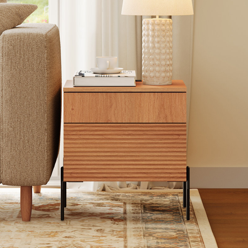 Table de bout moderne Laverda avec ports USB, Naturel, Individual