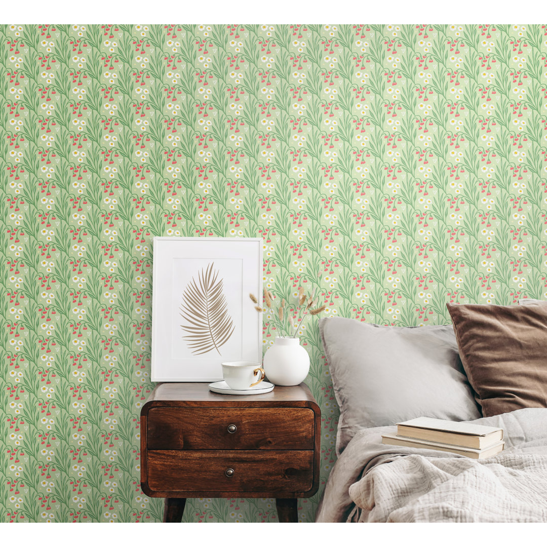 Meadow Stripe Spring Bloom Smooth Matt Wallpaper