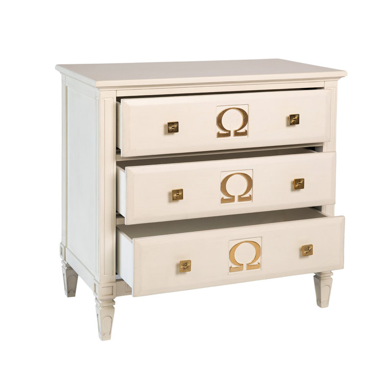 Omega Solid Wood 3 - Drawer Accent Chest, Antique White