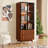 Walnut Finish Entertainment Center with TV Stand, Coffee Table and 3-tier Glass Display Case with Drawers for Living Room, Luxury Mid-century Modern Wood Media Console Set of 3 with Drawers and Storage up to 75" TVs, Brown-676267654