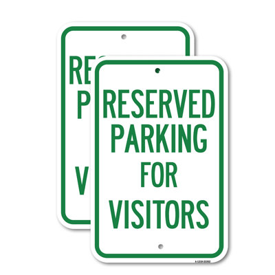 (2 Pack) Parking Space Reserved Sign Parking Reserved for Visitors 12" X 18" Heavy-Gauge Aluminum Sign