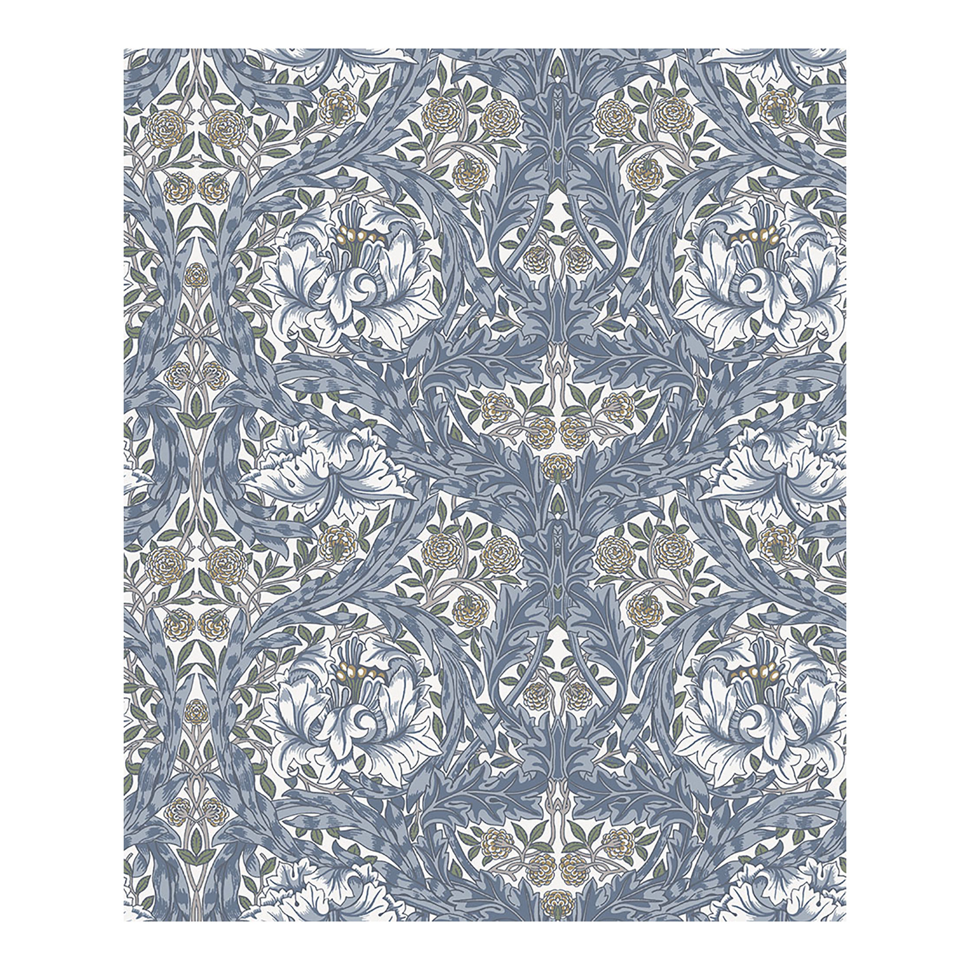 African Marigold Floral Wallpaper, Blue