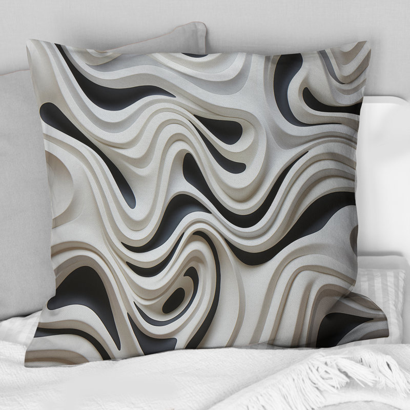 Coussin décoratif noir et blanc Opt Art