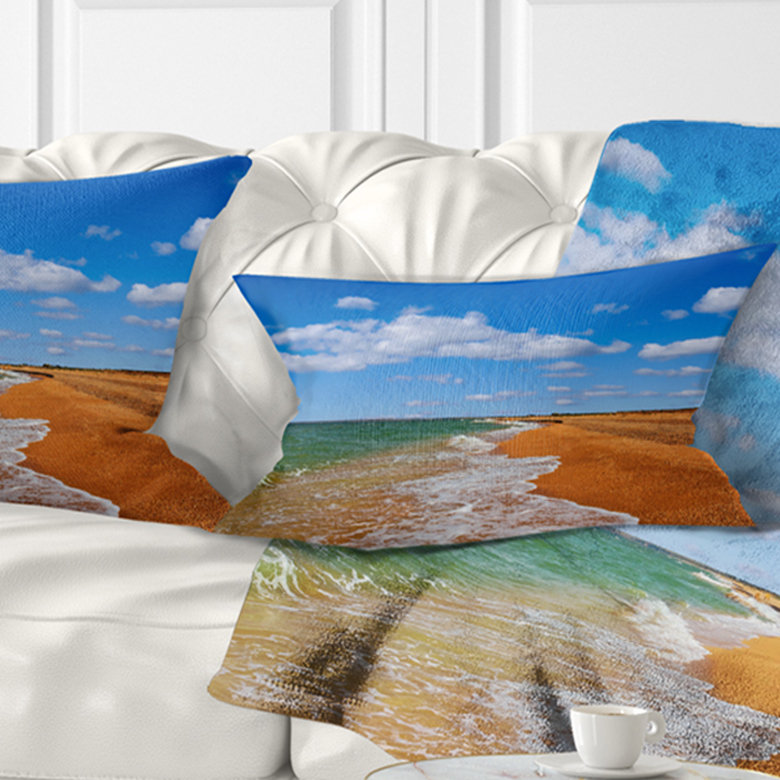 Coussin imprimé Green Waters on Winter Day Beach - Sea & Shore, Rectangle 12" x 20"