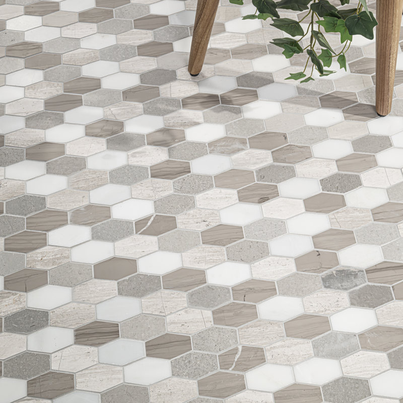 Veneto Mix Hexagon 12 in. x 12 in. Honed Marble Mosaic Floor and Wall Tile