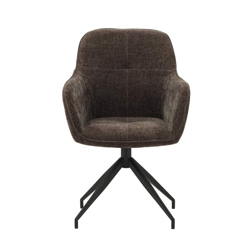 Timote 48cm H Tufted Polyester Blend Upholstered Metal Armchair, Brown