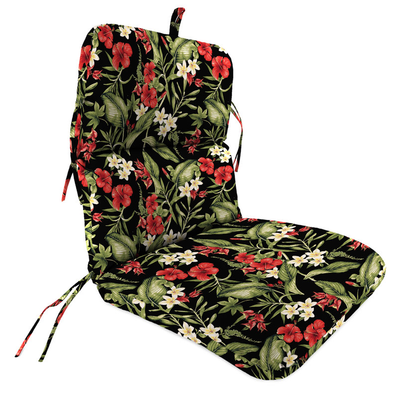 Byrom 22" x 45" Outdoor Chair Cushion with Ties and Loop, Beachcrest Poppy