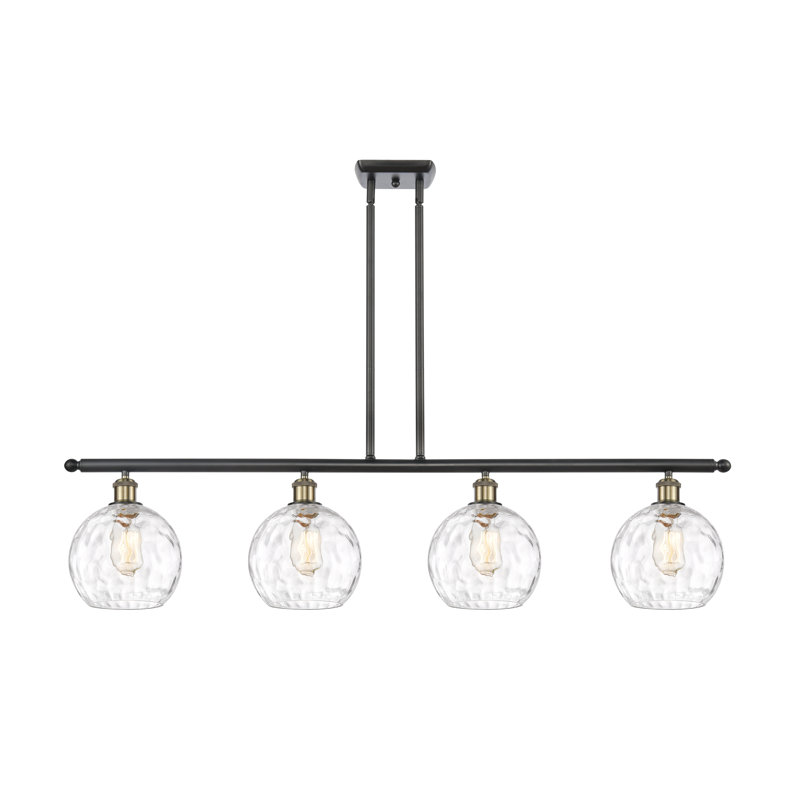 Luminaire suspendu linéaire à 4 lumières pour îlot de cuisine Roxane, DEL, Laiton antique noir