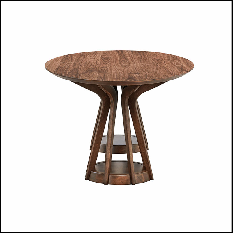 Table de salle à manger moderne 78,74 pouces ovale en panneau de fibres à densité moyenne avec piédestal robuste, finition noyer pour une expérience culinaire élégante et durable