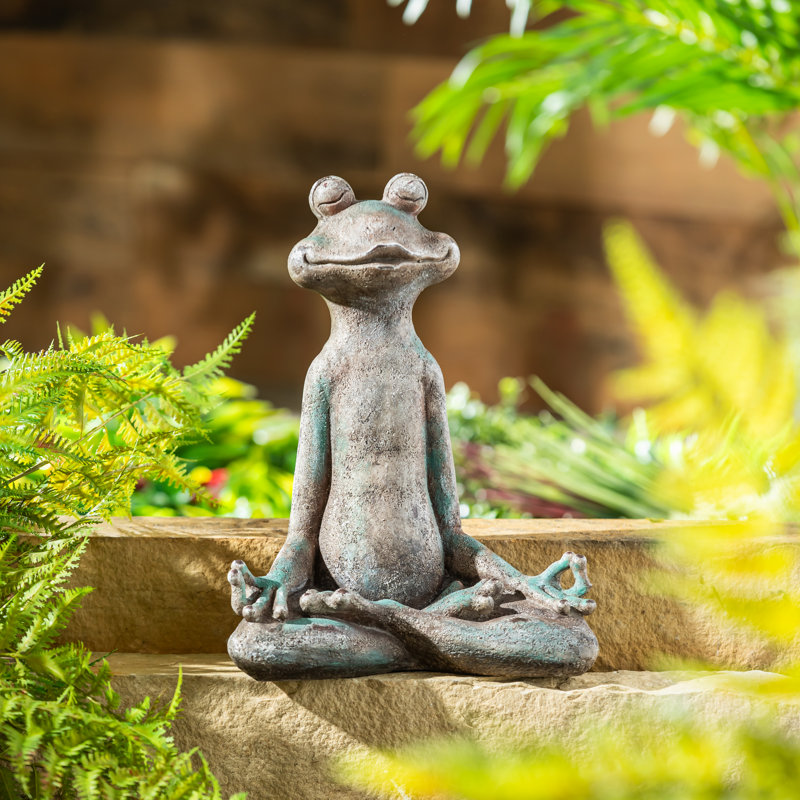 Yoga Frog Resin Statuary, 13"H