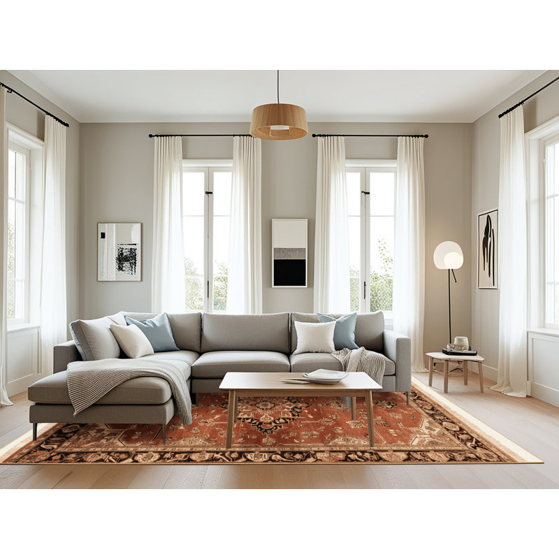 Machine Washable Persian Brown Area Rug, Rectangle 6' x 9'