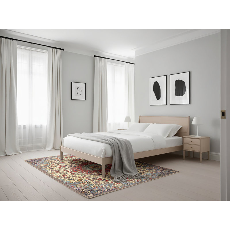 Tapis beige/rouge traditionnel, Rectangle 5 pi x 7 pi