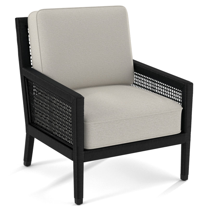 Harper Upholstered Armchair, Black, White Performance Fabric; 0851-94