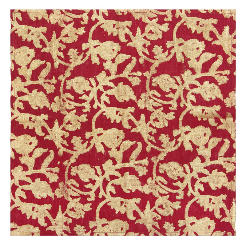 Saint-Rémy D’Or 100% Linen Square Napkins, 19" x 19", Rouge